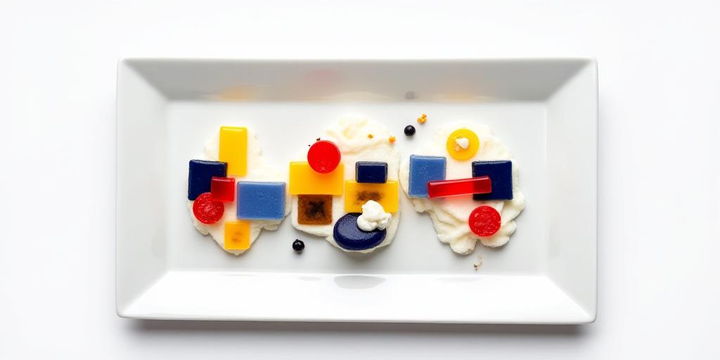 Ein Gericht inspiriert vom Bauhaus-Stil mit Primärfarben und klaren Formen