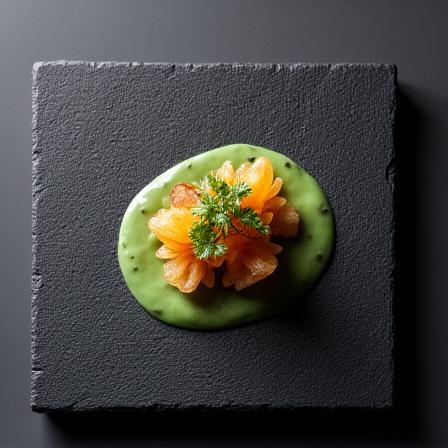 Minimalistisch angerichteter Fine-Dining-Appetizer